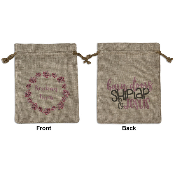 Custom Farm House Medium Burlap Gift Bag - Front & Back (Personalized)