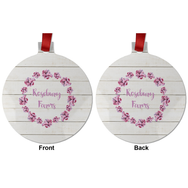 Farm House Metal Ball Ornament - Front and Back