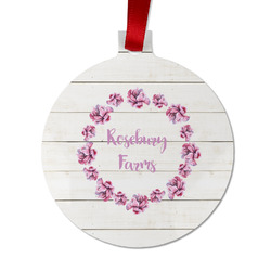 Farm House Metal Ball Ornament - Double Sided w/ Name or Text