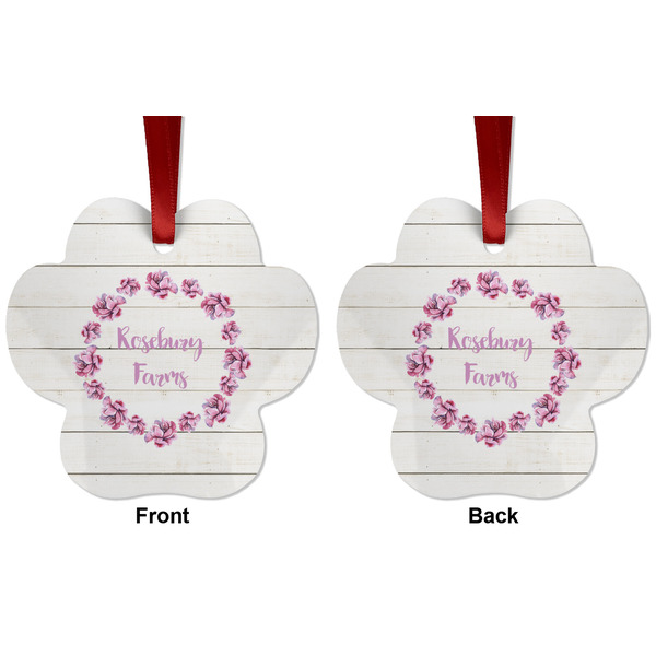 Farm House Metal Paw Ornament - Front and Back