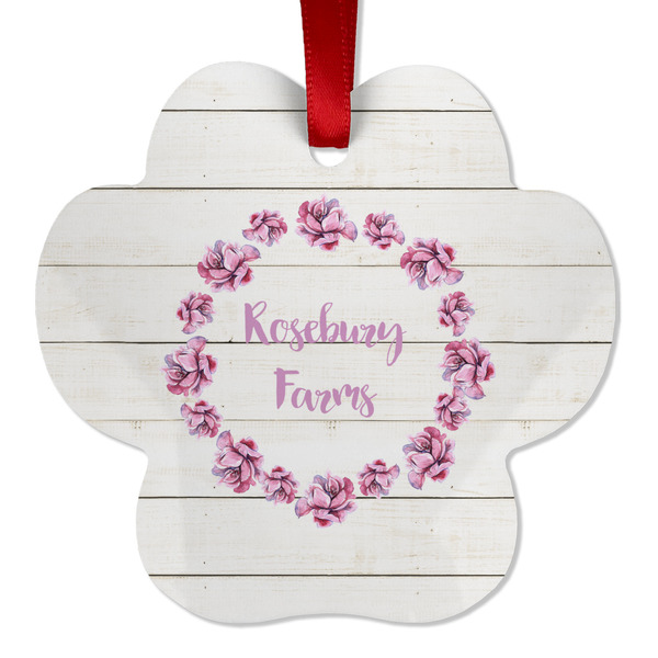 Farm House Metal Paw Ornament - Front