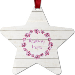 Farm House Metal Star Ornament - Double Sided w/ Name or Text