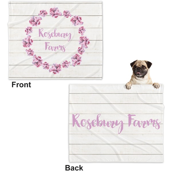 Farm House Microfleece Dog Blanket - Large- Front & Back