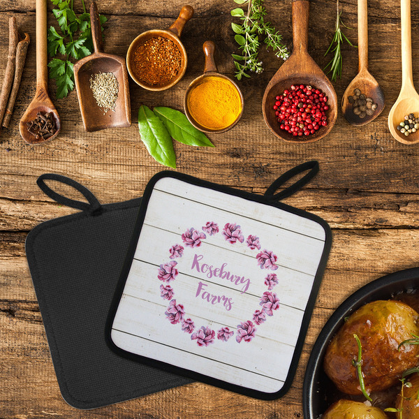 Farm House Neoprene Pot Holder - Set of 2  LIFESTYLE (Flatlay)