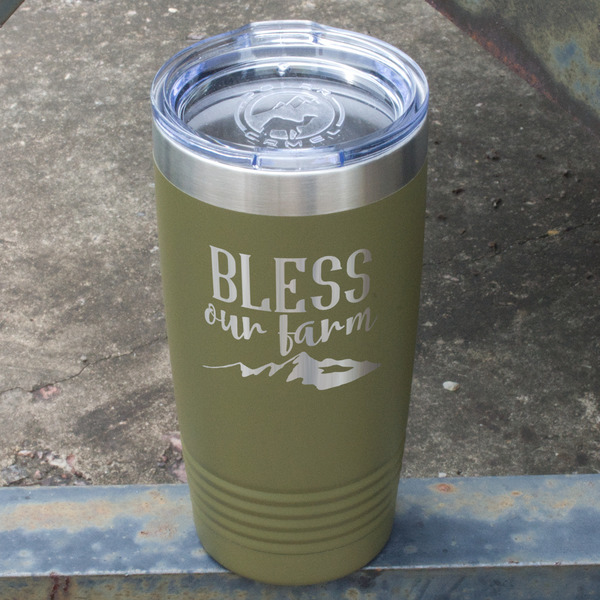 Farm House Olive Polar Camel Tumbler - 20oz - Angled