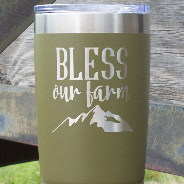 Farm House Olive Polar Camel Tumbler - 20oz - Close Up