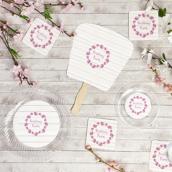 Farm House Party Supplies Combination Image - All items - Plates, Coasters, Fans