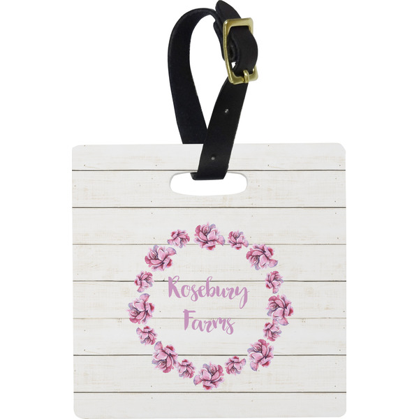 Custom Farm House Plastic Luggage Tag - Square w/ Name or Text