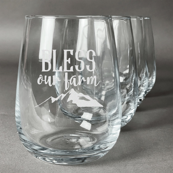 Custom Farm House Stemless Wine Glasses (Set of 4)