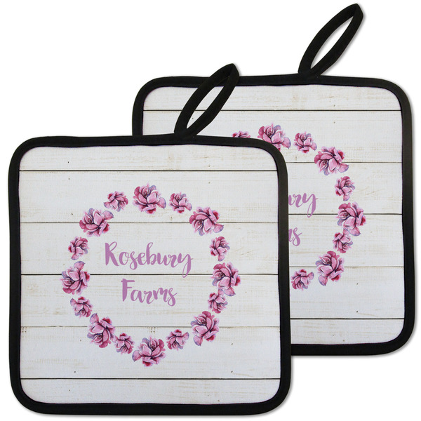 Custom Farm House Pot Holders - Set of 2 w/ Name or Text