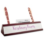Farm House Red Mahogany Nameplate with Business Card Holder (Personalized)