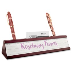 Farm House Red Mahogany Nameplate with Business Card Holder (Personalized)