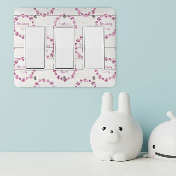 Farm House Rocker Light Switch Covers - Triple - IN CONTEXT