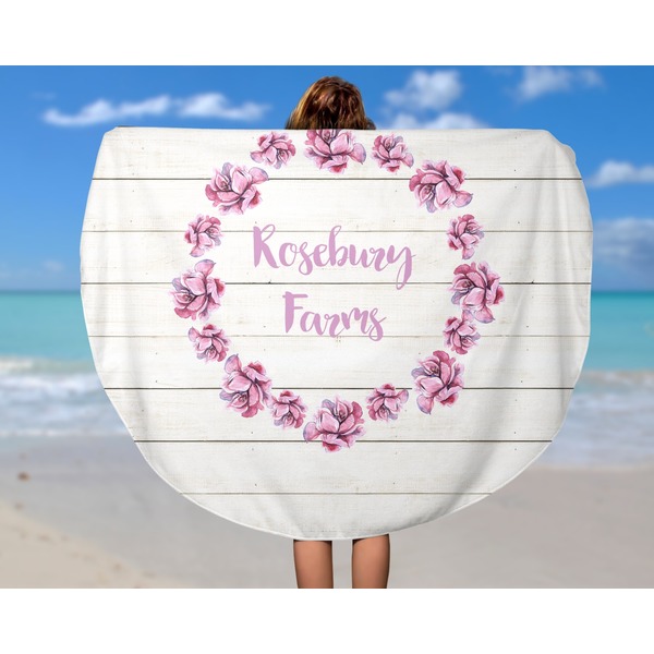 Farm House Round Beach Towel - In Use
