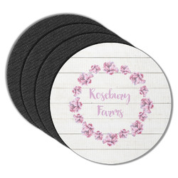 Farm House Round Rubber Backed Coasters - Set of 4 (Personalized)