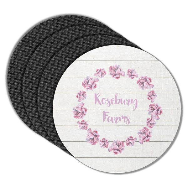 Custom Farm House Round Rubber Backed Coasters - Set of 4 (Personalized)