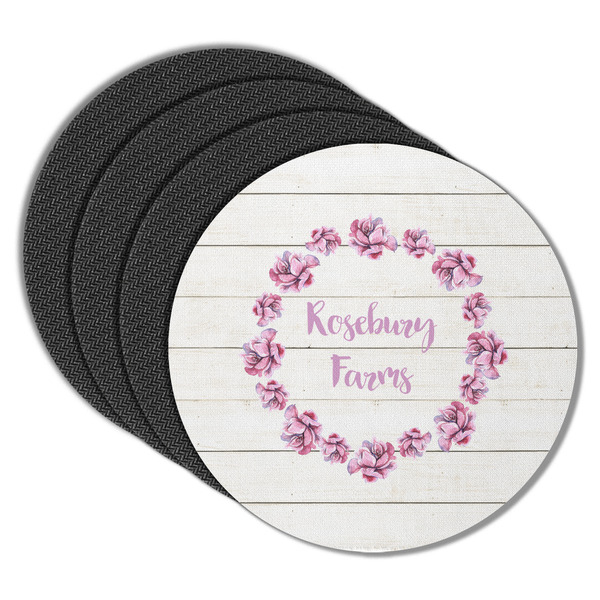 Custom Farm House Round Rubber Backed Coasters - Set of 4 (Personalized)