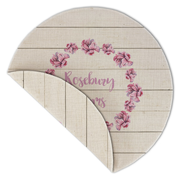 Farm House Round Linen Placemats - Front (folded corner double sided)