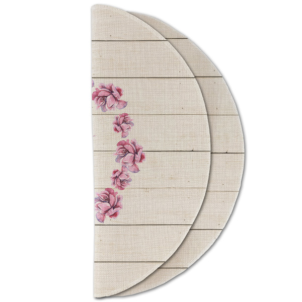 Farm House Round Linen Placemats - HALF FOLDED (double sided)