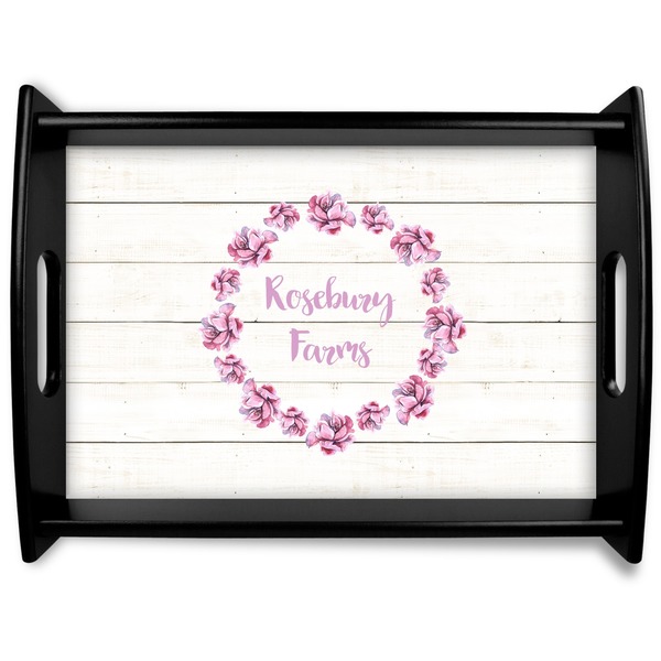 Custom Farm House Black Wooden Tray - Large (Personalized)