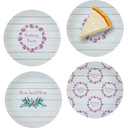 Farm House Set of 4 Glass Appetizer / Dessert Plate 8" (Personalized)