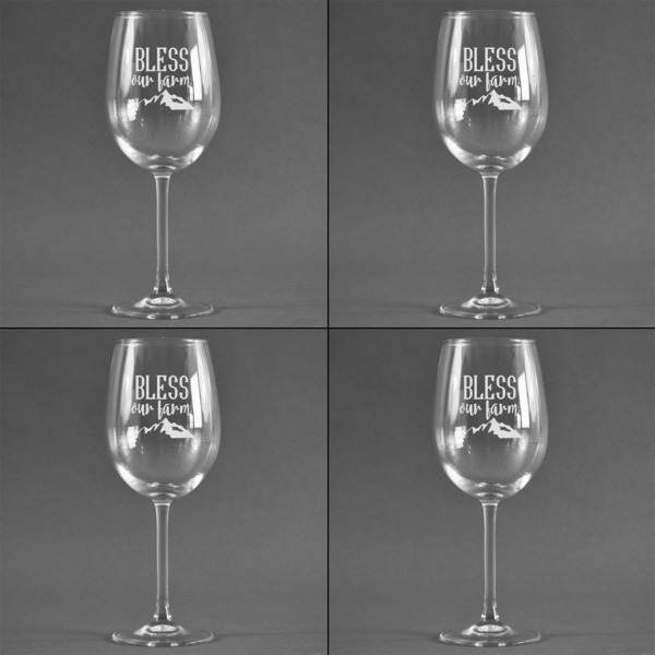 Farm House Set of Four Personalized Wineglasses (Approval)