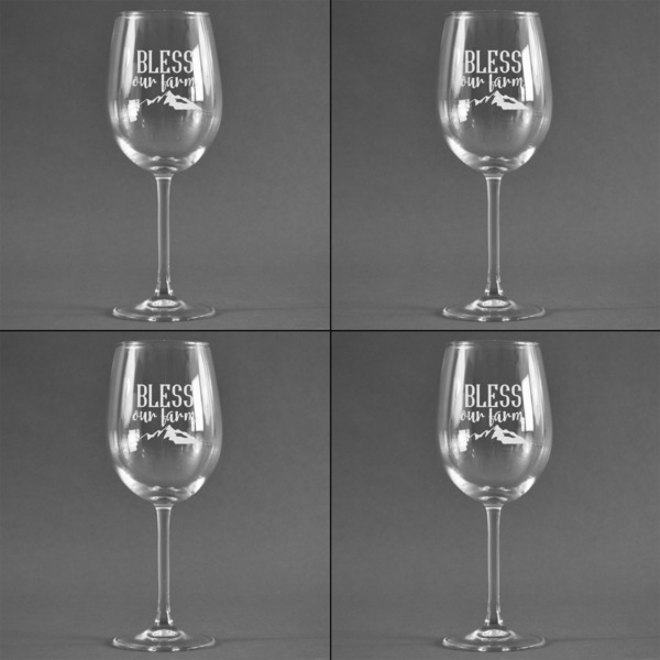 Farm House Set of Four Personalized Wineglasses (Approval)