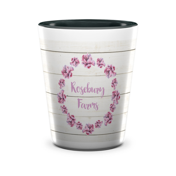 Custom Farm House Ceramic Shot Glass - 1.5 oz - Two Tone - Set of 4 (Personalized)