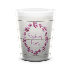 Farm House Ceramic Shot Glass - 1.5 oz - White - Set of 4 (Personalized)
