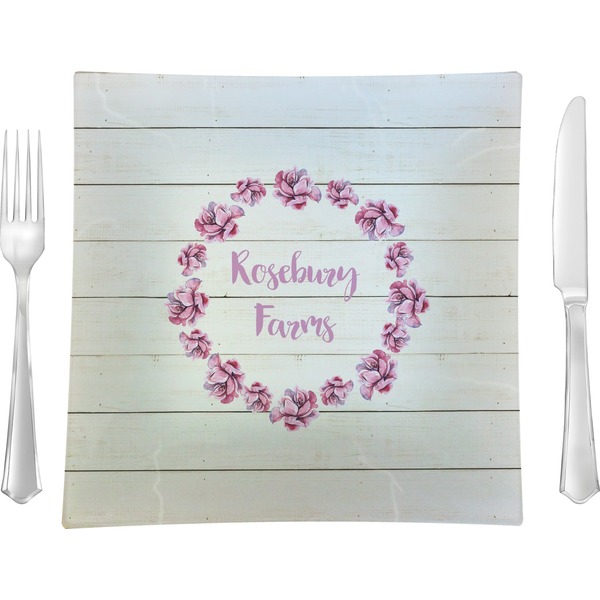 Custom Farm House Glass Square Lunch / Dinner Plate 9.5" (Personalized)