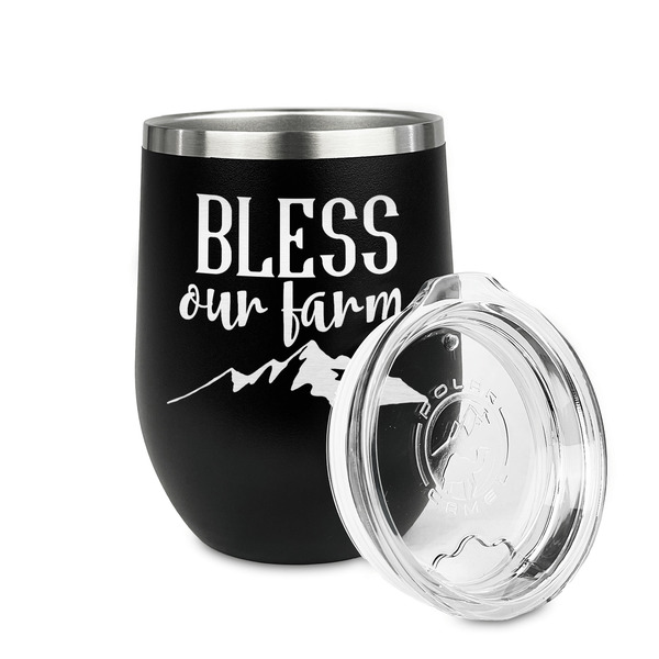 Farm House Stainless Wine Tumblers - Black - Double Sided - Alt View