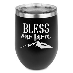 Farm House Stemless Stainless Steel Wine Tumbler - Black - Double Sided (Personalized)