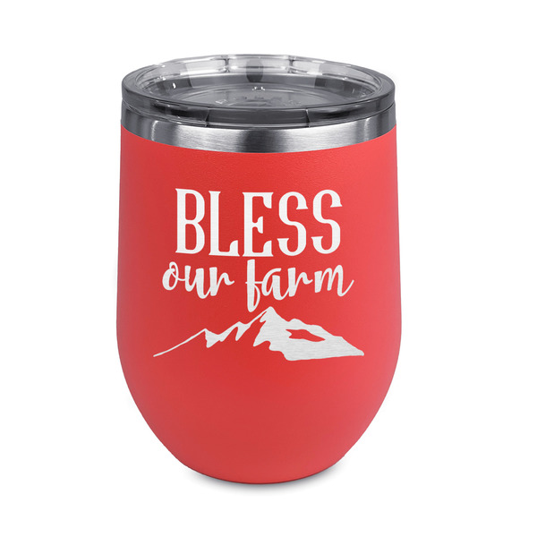 Custom Farm House Stemless Stainless Steel Wine Tumbler - Coral - Single Sided