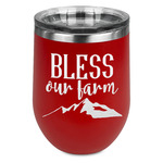 Farm House Stemless Stainless Steel Wine Tumbler - Red - Double Sided (Personalized)