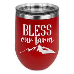 Farm House Stemless Stainless Steel Wine Tumbler - Red - Double Sided (Personalized)
