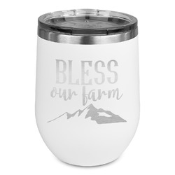 Farm House Stemless Stainless Steel Wine Tumbler - White - Double Sided (Personalized)