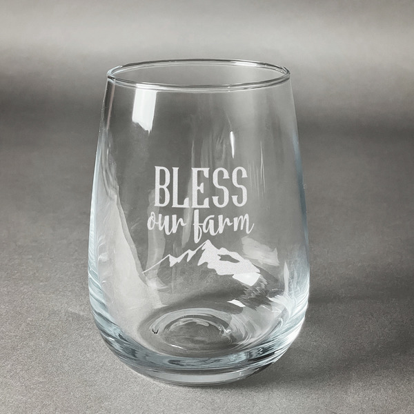 Custom Farm House Stemless Wine Glass - Engraved