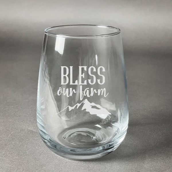 Custom Farm House Stemless Wine Glass - Engraved