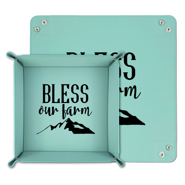 Farm House Teal Faux Leather Valet Trays - PARENT MAIN