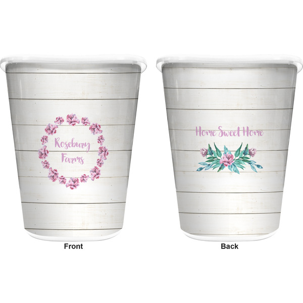 Farm House Trash Can White - Front and Back - Apvl