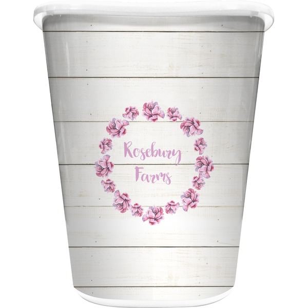 Custom Farm House Waste Basket - Single Sided (White) (Personalized)