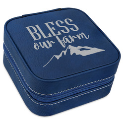 Farm House Travel Jewelry Box - Navy Blue Leather