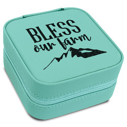 Farm House Travel Jewelry Box - Teal Leather