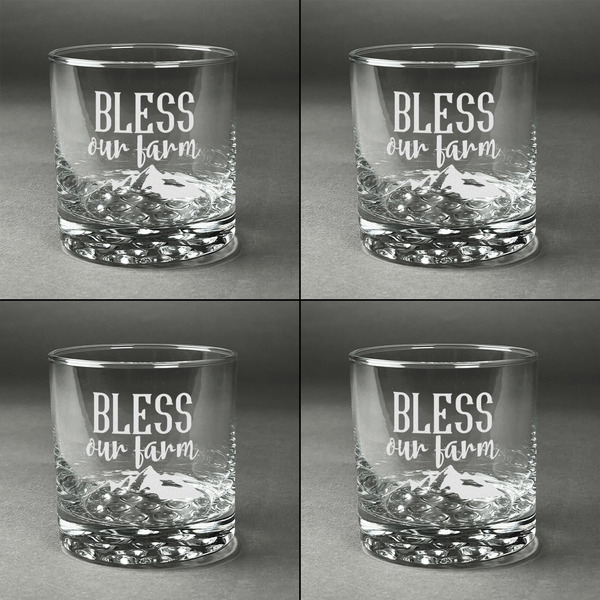 Farm House Whiskey Glasses - Set of 4 all Engraved