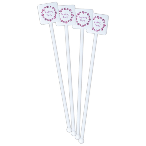 Farm House White Plastic Stir Stick - Double Sided - Square - Front