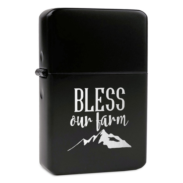 Custom Farm House Windproof Lighter - Black - Single Sided & Lid Engraved