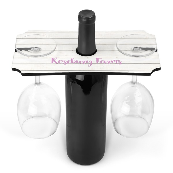 Custom Farm House Wine Bottle & Glass Holder (Personalized)