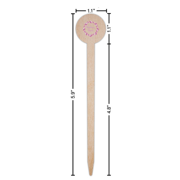 Farm House Wooden 6" Food Pick - Round - Dimensions