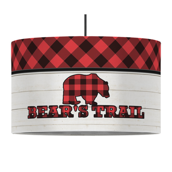 Custom Lumberjack Plaid 12" Drum Pendant Lamp - Fabric (Personalized)