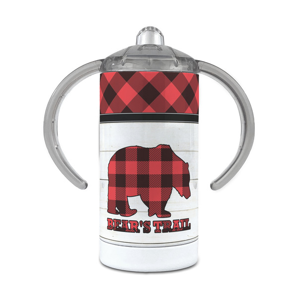 Custom Lumberjack Plaid 12 oz Stainless Steel Sippy Cup (Personalized)